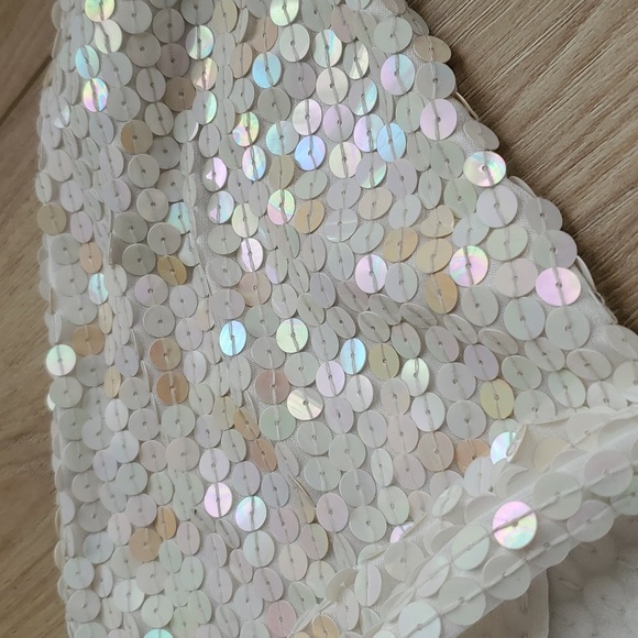 Vintage Oleg Cassini Iridescent White Sequin Dress Size 4 - Picture 7 of 7